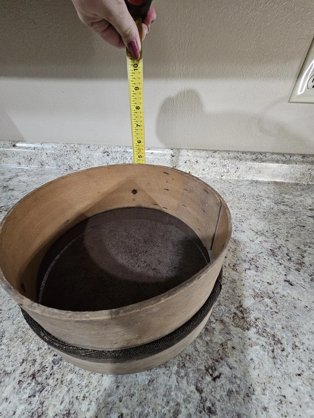 Vintage/Antique Wooden Flour Sieve with Metal Mesh
